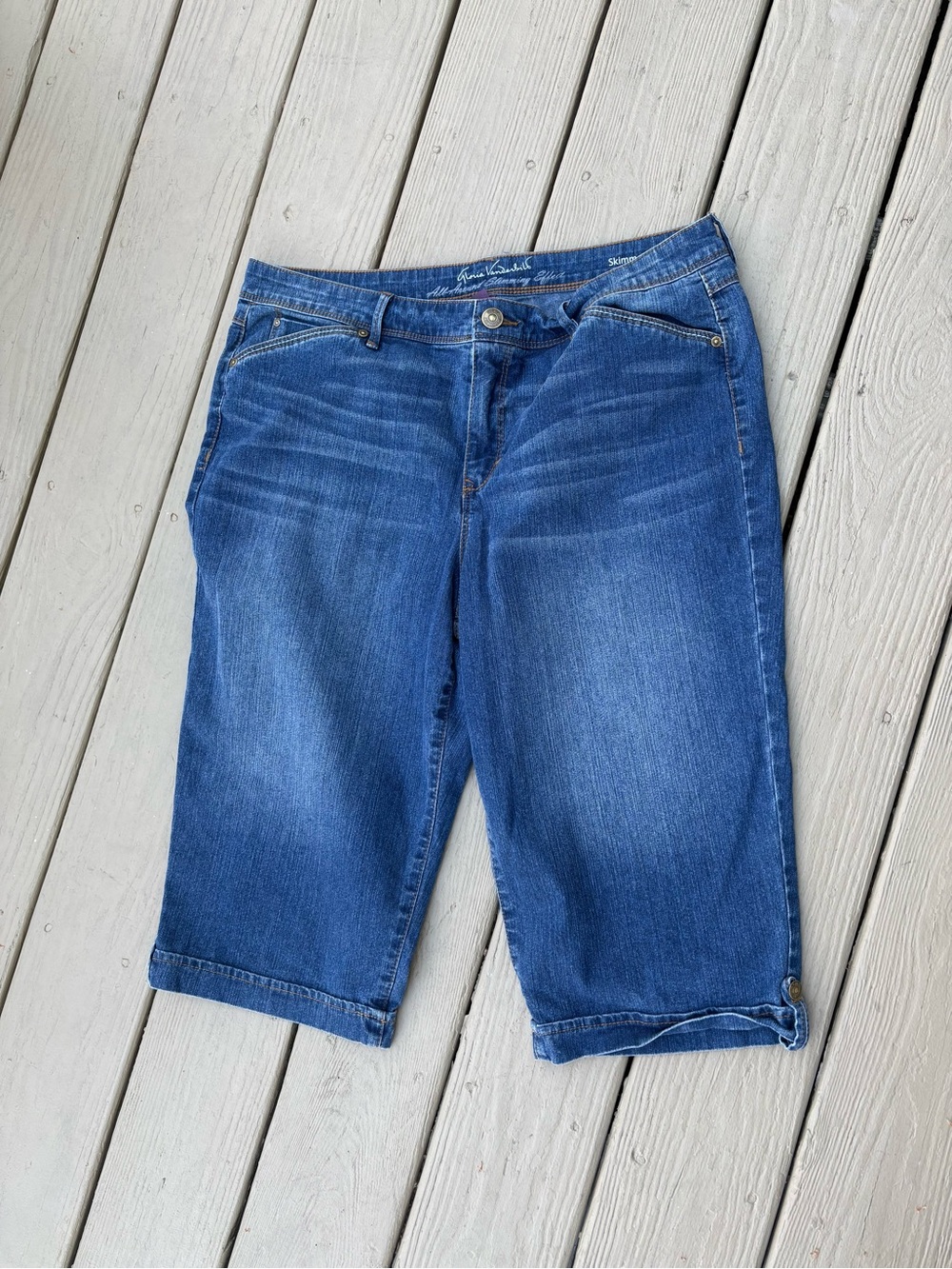 Gloria Vanderbilt Blue Denim Cropped Jeans, Size: 16P